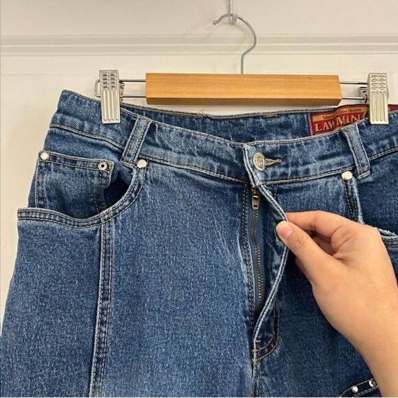 Lawman Vintage 90s Western Slim Fit Boot Cut Star Rhinestone Medium Wash Jeans 9 - Picture 6 of 13